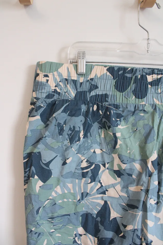 Zuda Rings Zuda Blue Green Leaf Patterned Skort XL