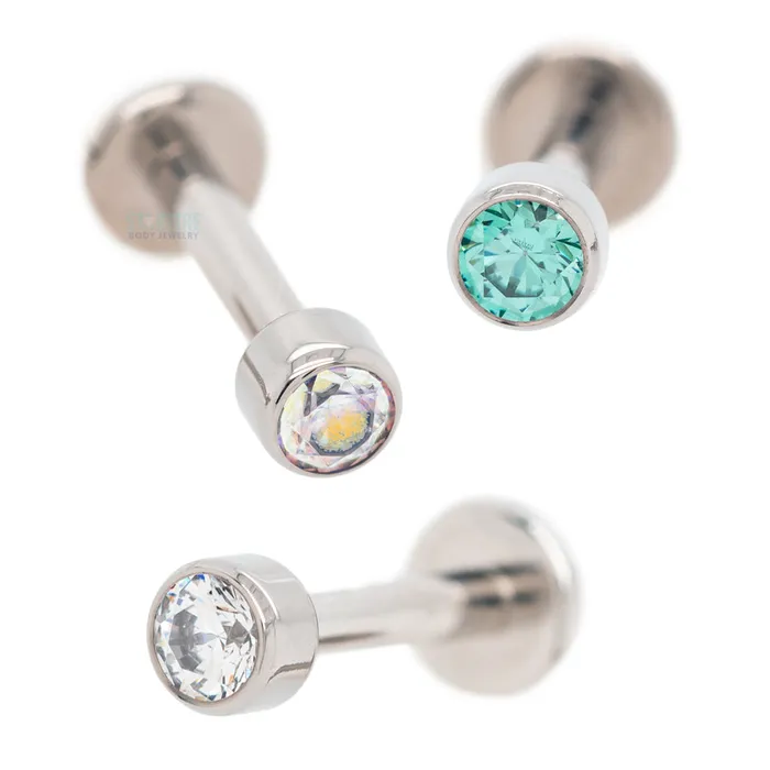 3mm BezelSet BrilliantCut Gem on Flatback Anatometal Earrings