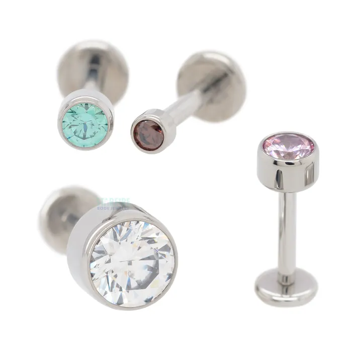 3mm BezelSet BrilliantCut Gem on Flatback Anatometal Earrings