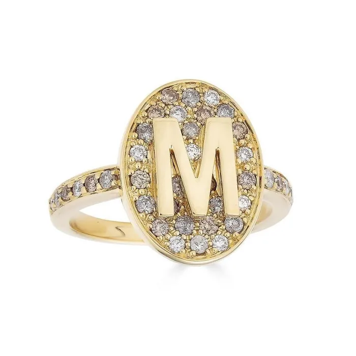Alexis Jae Gold Initial Ring With Diamonds Rings