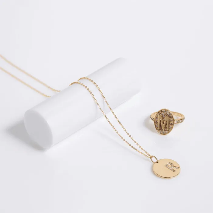 Alexis Jae Gold Initial Ring With Diamonds Rings