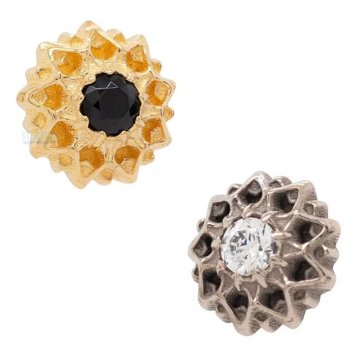 Anatometal Earrings Lucas Threaded End in Yellow Gold with BrilliantCut Gem