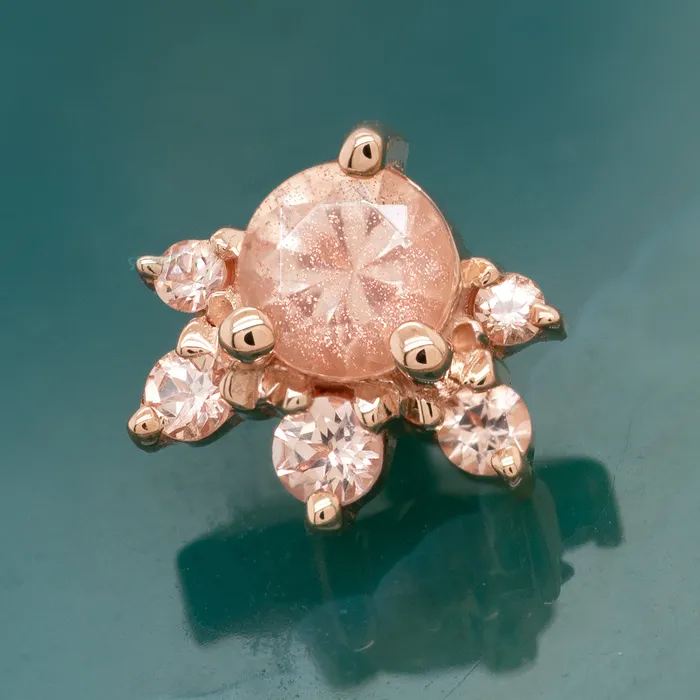 Anaya Threaded End in Gold with Oregon Sunstone Champagne Sapphires Body Vision BVLA Earrings