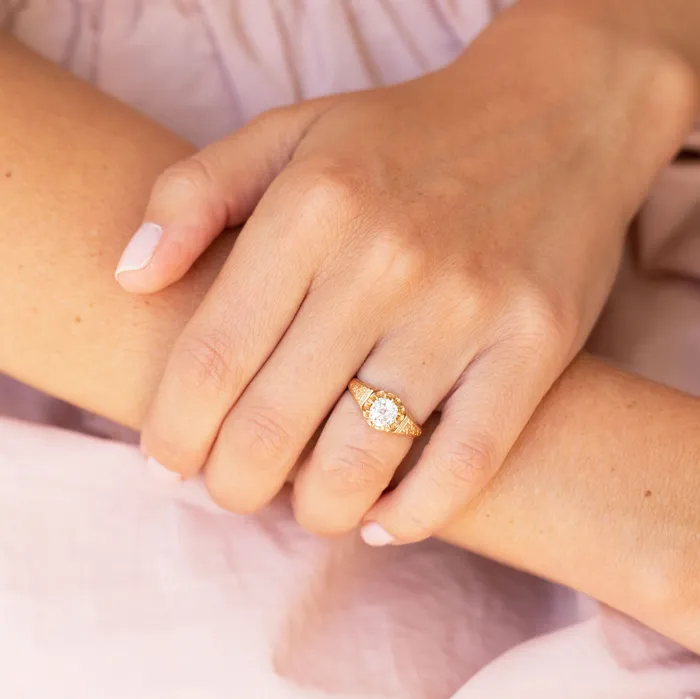 Antique Rings Victorian 085 Carat Old Mine Cut Diamond and 14k Gold Ring
