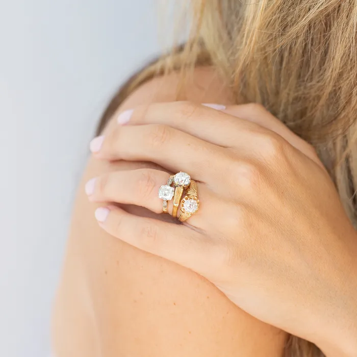 Antique Rings Victorian 085 Carat Old Mine Cut Diamond and 14k Gold Ring
