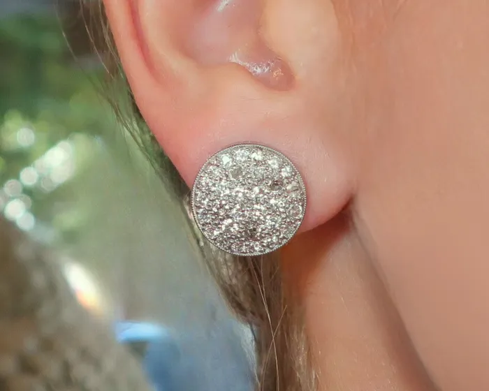 Art Deco Diamond Disk Earrings Isadoras C Earrings