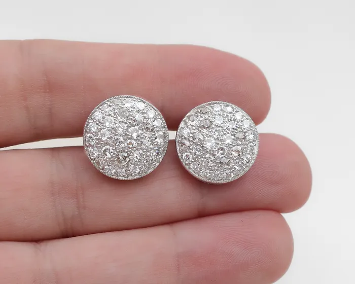 Art Deco Diamond Disk Earrings Isadoras C Earrings