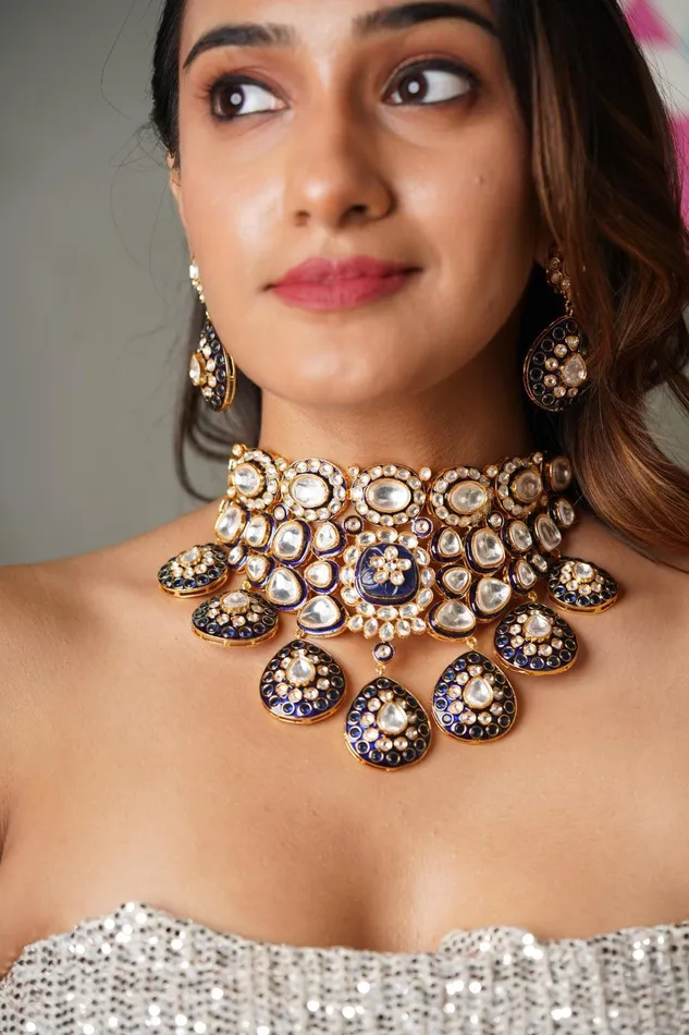 attrangi Earrings Polki Meenakari Bridal Choker Set
