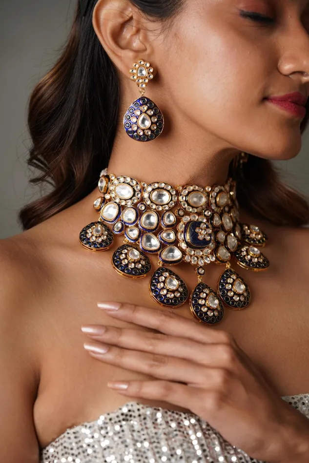 attrangi Earrings Polki Meenakari Bridal Choker Set