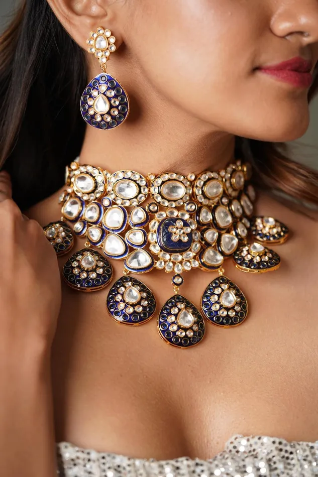 attrangi Earrings Polki Meenakari Bridal Choker Set
