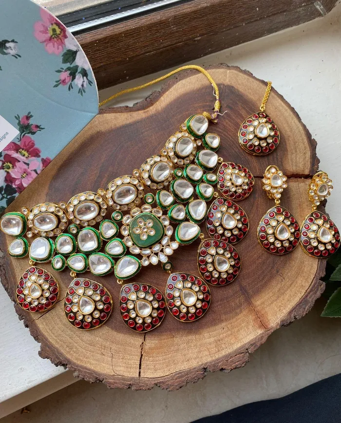 attrangi Earrings Polki Meenakari Bridal Choker Set