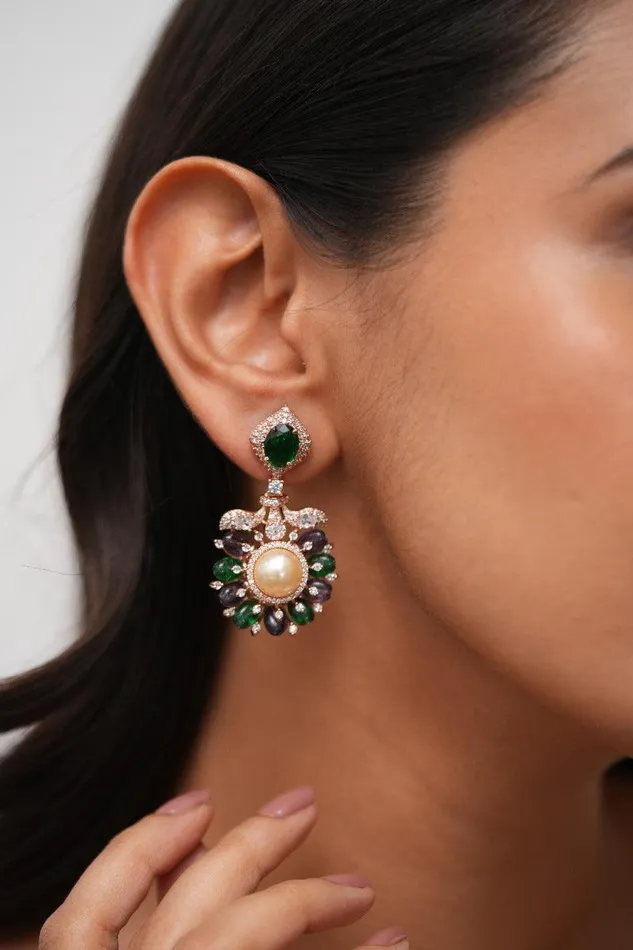 Attrangi Earrings Sammy Sosa Pearl Beaded Pastel Diamond Mid Sized Earrings Lala Land Collection