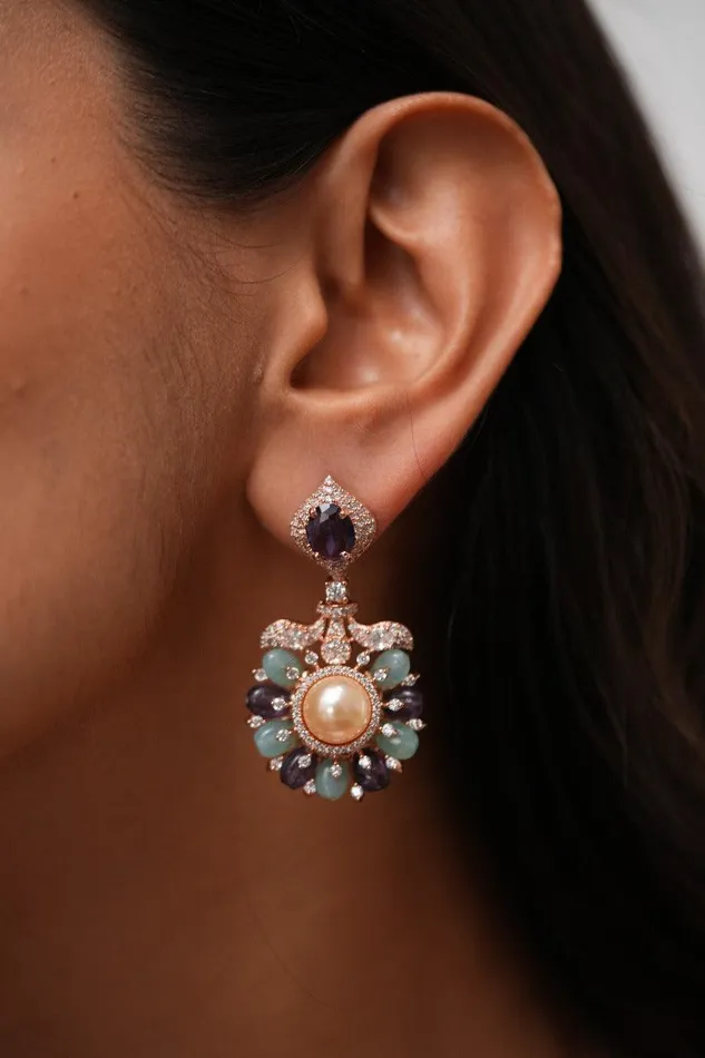Attrangi Earrings Sammy Sosa Pearl Beaded Pastel Diamond Mid Sized Earrings Lala Land Collection Attrangi Earrings Sammy Sosa Pearl Beaded Pastel Diamond Mid Sized Earrings Lala Land Collection