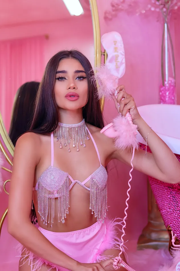 Baby Pink Rhinestone Tassel Top THE LUMI SHOP Necklaces
