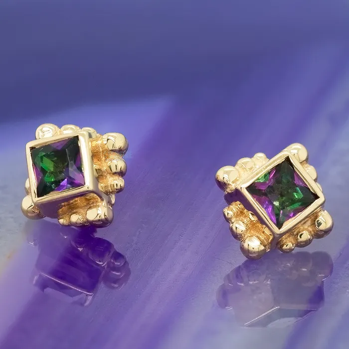 Beaded Princess Threaded End in Gold with Mystic Topaz Body Vision BVLA Earrings