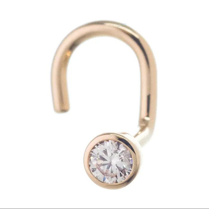 BezelSet Nostril Screw in Gold with DIAMOND Body Vision BVLA Earrings