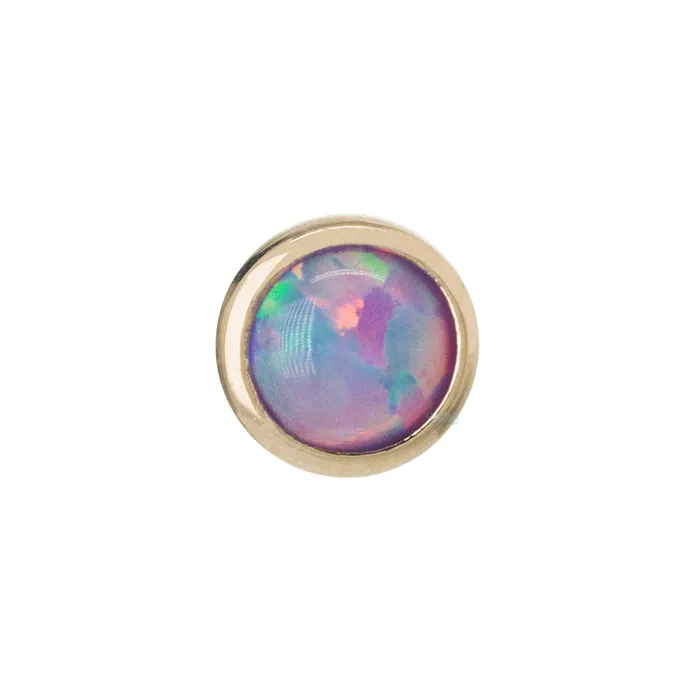 Body Vision BVLA Earrings 3mm Opal in Cup Setting Nostril Screw in Gold