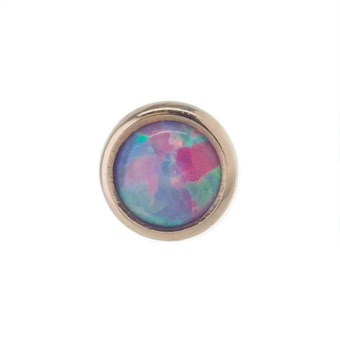 Body Vision BVLA Earrings 3mm Opal in Cup Setting Nostril Screw in Gold
