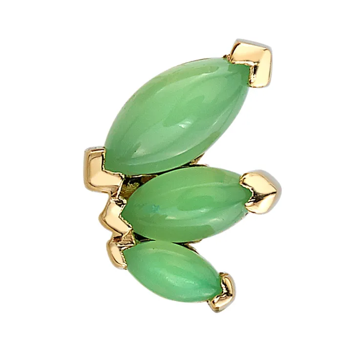 Body Vision BVLA Earrings French Kiss Threaded End in Gold with Chrysoprase