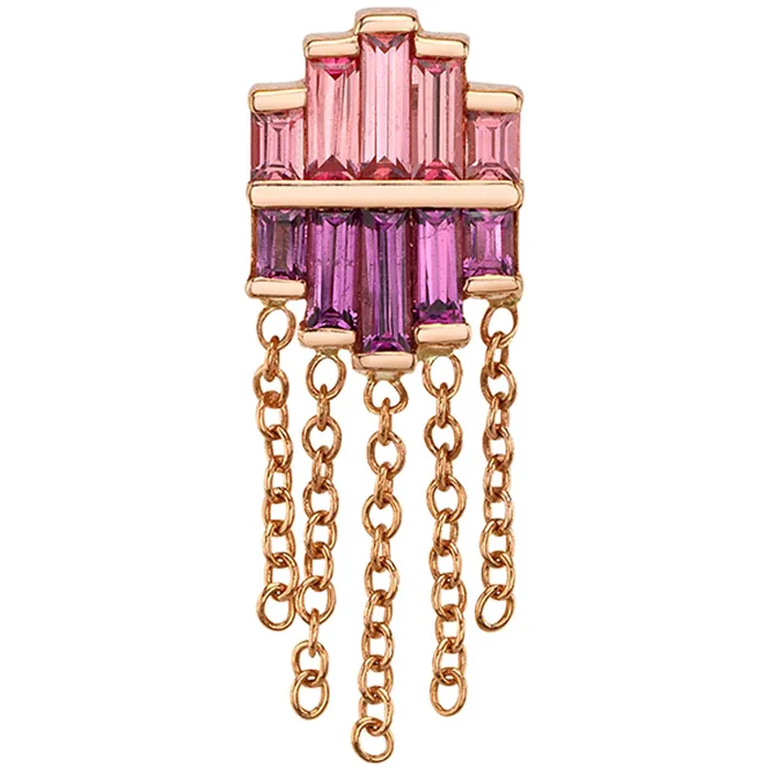 Body Vision BVLA Earrings Levitate Threaded End in Gold with Padparadscha Sapphire Rhodolite Body Vision BVLA Earrings Levitate Threaded End in Gold with Padparadscha Sapphire Rhodolite