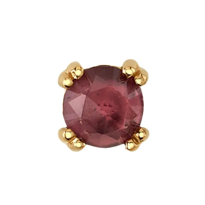 Body Vision BVLA Earrings Rose Cut Rhodolite Prong Set Threaded End in Gold