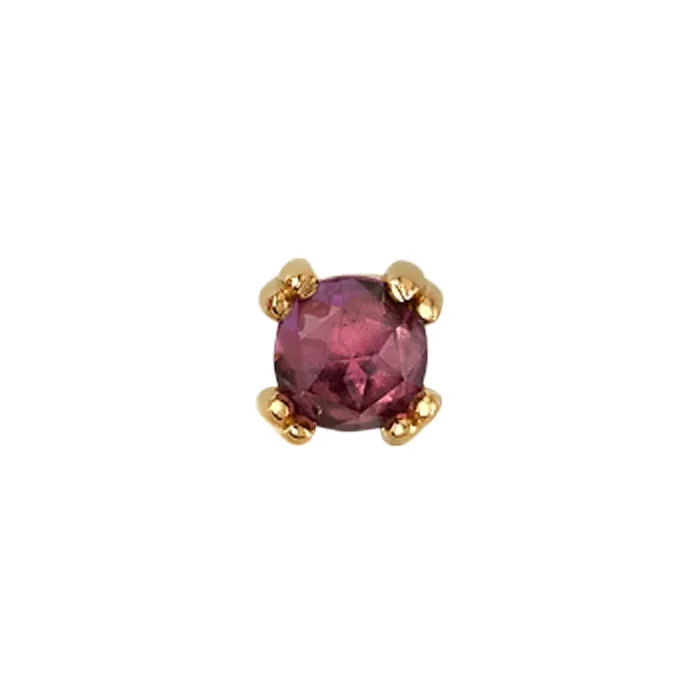 Body Vision BVLA Earrings Rose Cut Rhodolite Prong Set Threaded End in Gold