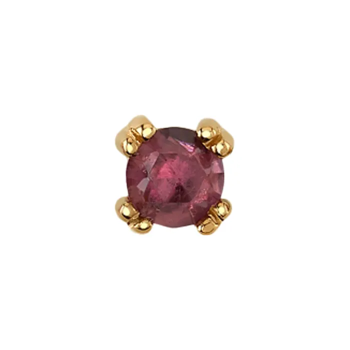 Body Vision BVLA Earrings Rose Cut Rhodolite Prong Set Threaded End in Gold