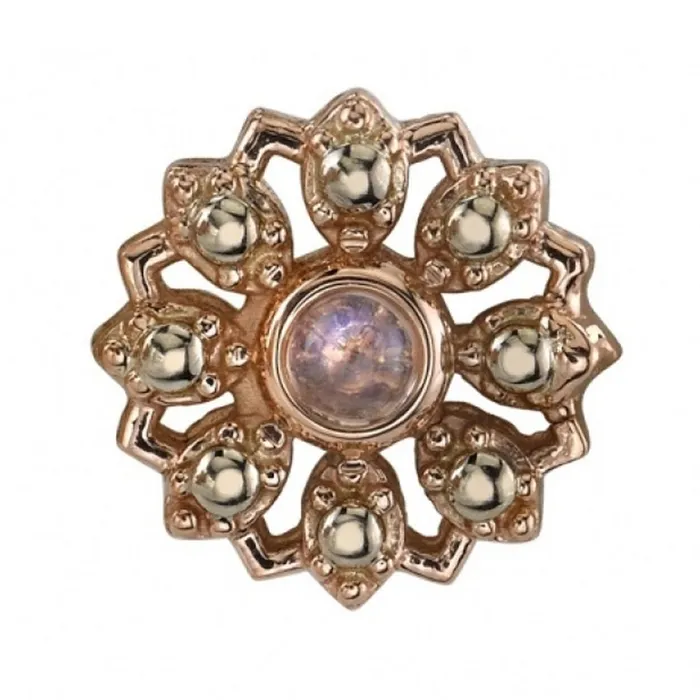 Body Vision BVLA Earrings Rosette Threaded End in Gold with Gold Beads Rainbow Moonstone Body Vision BVLA Earrings Rosette Threaded End in Gold with Gold Beads Rainbow Moonstone