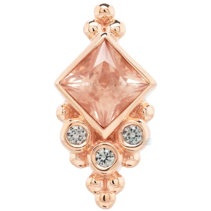 Body Vision BVLA Earrings Sarai Princess Threaded End in Gold with Oregon Sunstone Grey Sapphires