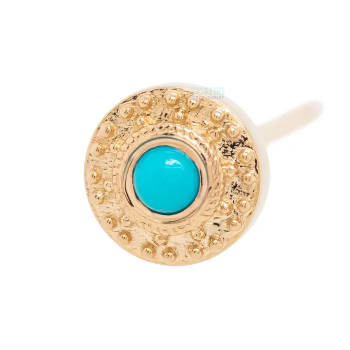 Body Vision BVLA Earrings Tiny Nanda Nostril Screw in Gold with Turquoise
