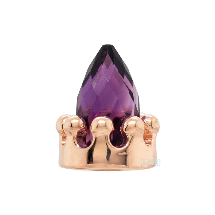 Body Vision BVLA Necklaces Crown Bullet Threaded End in Gold with Faceted Amethyst