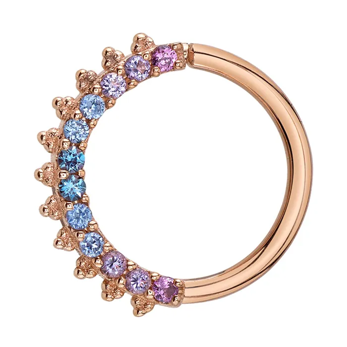 Body Vision BVLA Rings Eleanor Seam Ring in Gold with Chatham Alexandrite Polar Sapphire Light Amethyst Rhodolite