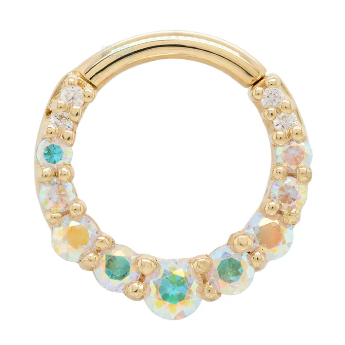 Body Vision BVLA Rings Graduating Gem Oaktier Hinge Ring in Gold with Mercury Mist Topaz White CZs Body Vision BVLA Rings Graduating Gem Oaktier Hinge Ring in Gold with Mercury Mist Topaz White CZs