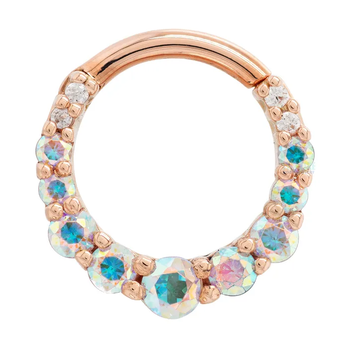 Body Vision BVLA Rings Graduating Gem Oaktier Hinge Ring in Gold with Mercury Mist Topaz White CZs