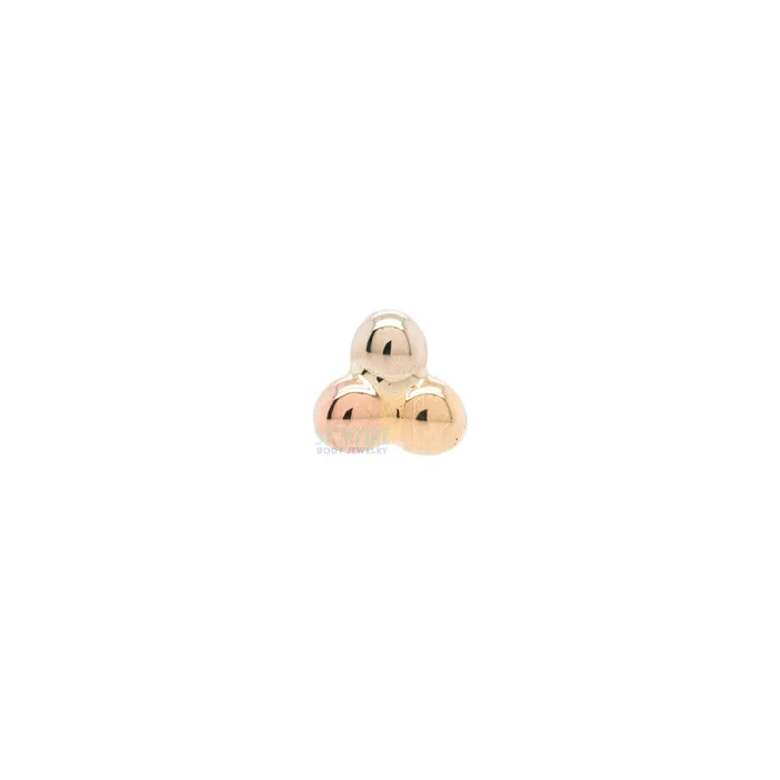 Body Vision BVLA Rings Tri Bead Cluster Threaded End in Tri Tone Yellow White Rose Gold
