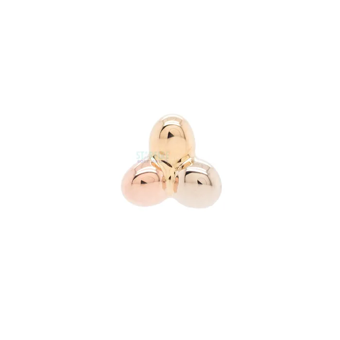 Body Vision BVLA Rings Tri Bead Cluster Threaded End in Tri Tone Yellow White Rose Gold