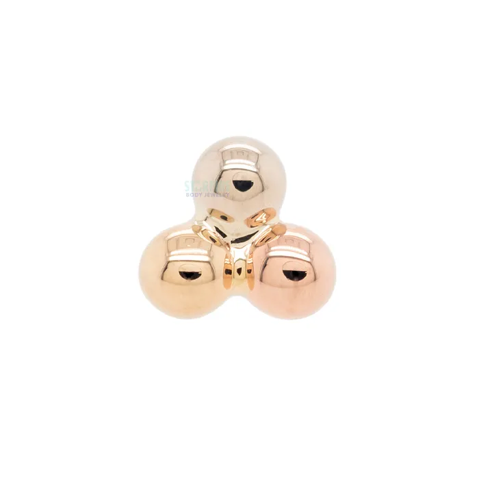 Body Vision BVLA Rings Tri Bead Cluster Threaded End in Tri Tone Yellow White Rose Gold