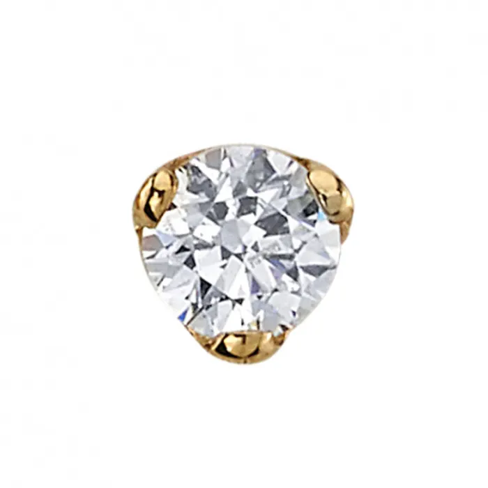 Body Vision BVLA Three Prong Threaded End in Gold with White CZ Rings