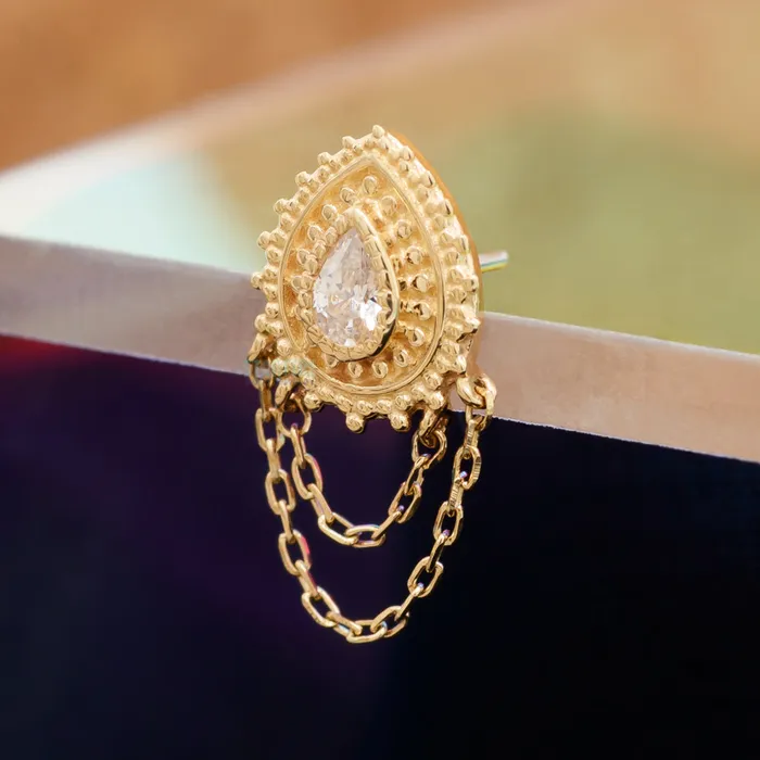 Buddha Jewelry Organics Necklaces threadless Deity End with Chains in Gold with CZ
