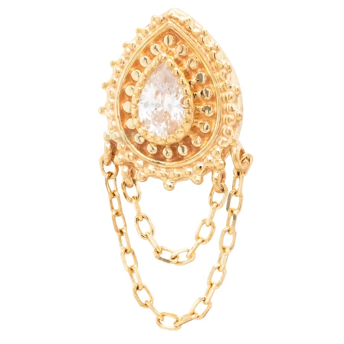 Buddha Jewelry Organics Necklaces threadless Deity End with Chains in Gold with CZ