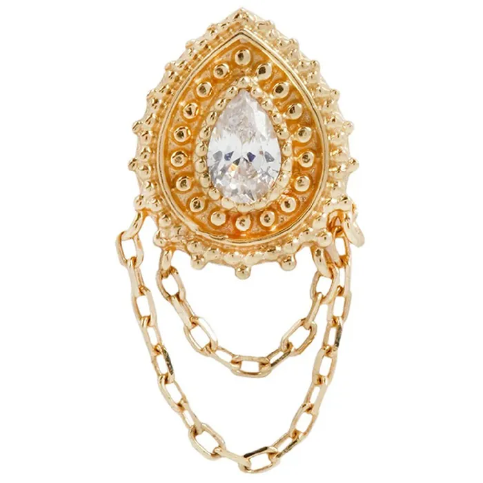 Buddha Jewelry Organics Necklaces threadless Deity End with Chains in Gold with CZ