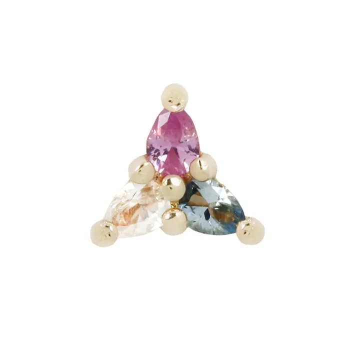Buddha Jewelry Organics threadless 3 Little Pears End in Gold with Pink Sapphire London Blue Topaz White Topaz Rings