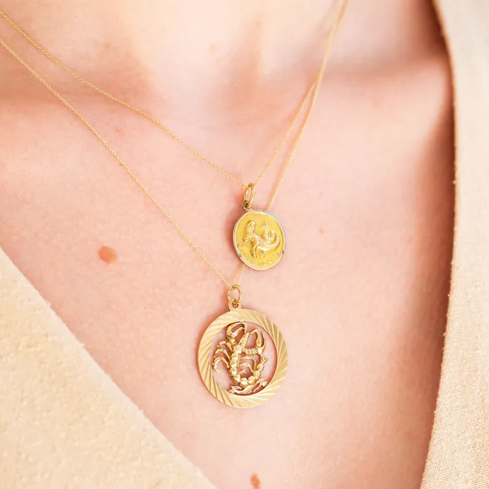 Charm Necklaces English Scorpio 9k Gold Charm Vintage