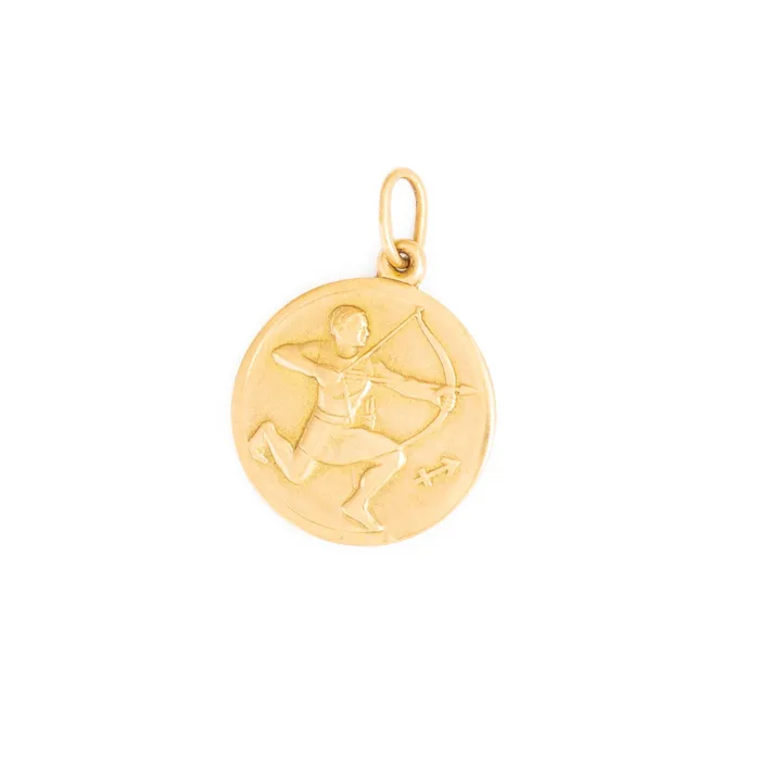 Charm Necklaces Sagittarius 9k Gold Zodiac Charm Vintage