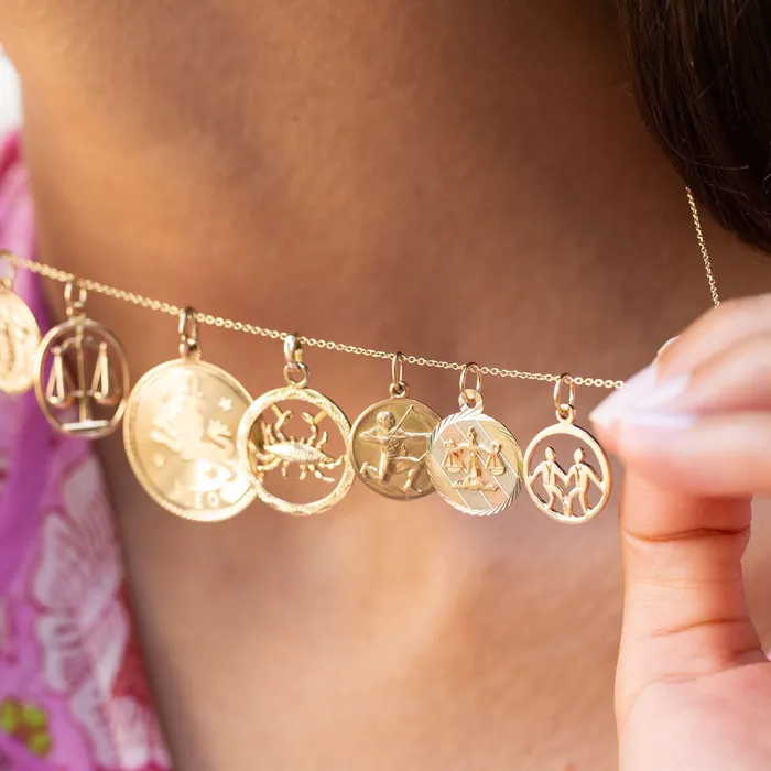 Charm Necklaces Sagittarius 9k Gold Zodiac Charm Vintage