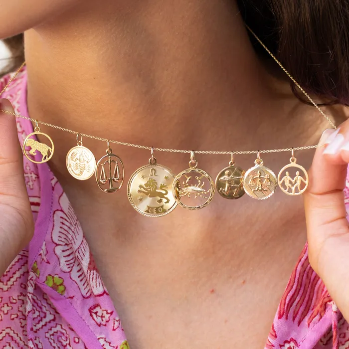 Charm Necklaces Sagittarius 9k Gold Zodiac Charm Vintage