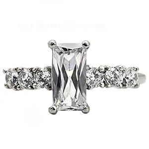 CJ7687OS Wholesale Stainless Steel CZ Baguette Engagement Ring Green Rings