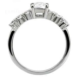 CJ7687OS Wholesale Stainless Steel CZ Baguette Engagement Ring Green Rings