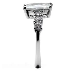 CJ7687OS Wholesale Stainless Steel CZ Baguette Engagement Ring Green Rings