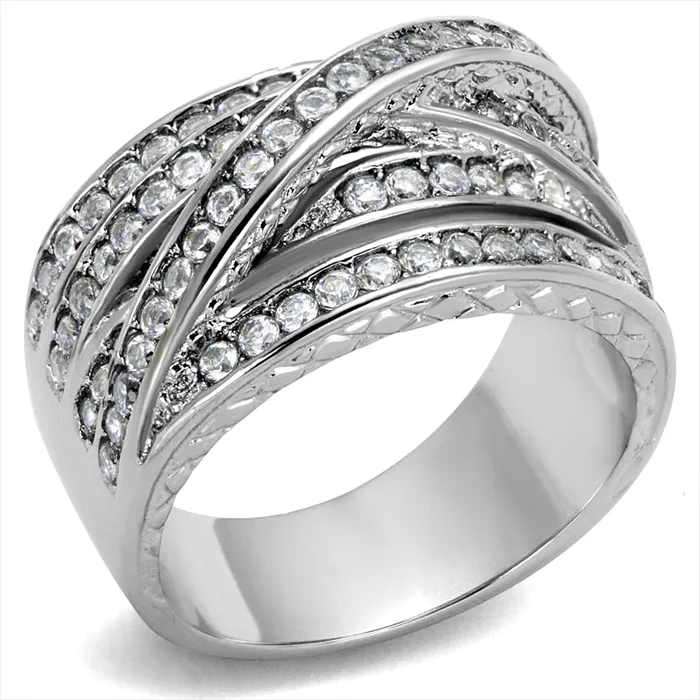 CJE2096 Cubic Zirconia Pave X Eternity Band Green Rings